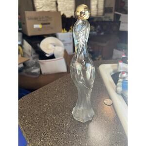 Vintage Empty Clear Glass Avon Perfume with Gold Ball Lid